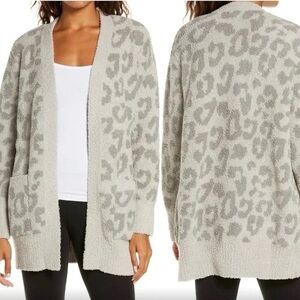 Barefoot Dreams Cozychic Leopard Cardigan Sweater Small